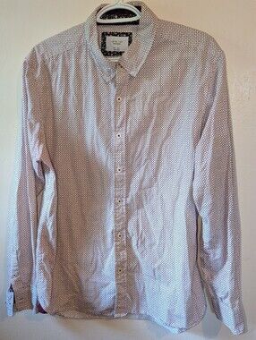 LEVEL TEN White Button-Down Shirt with Red Microdots